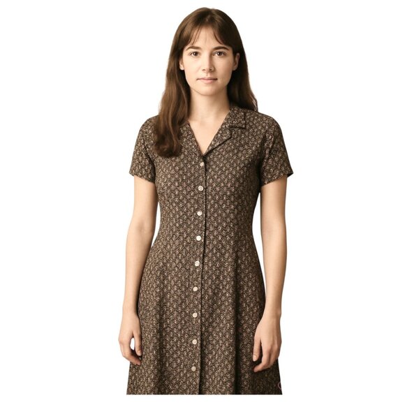 Vintage 90s Button-Front Mini Shift Dress (S/M) | Phoebe Buffay / Retro Grunge - Picture 8 of 8